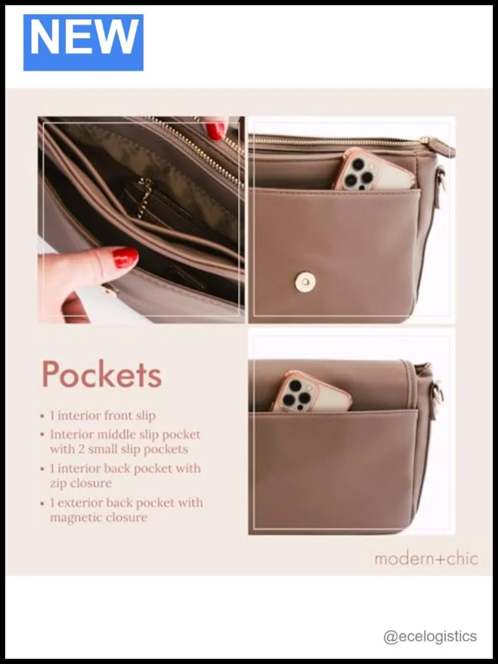 Vegan Leather Crossbody Sling Bag with Matching Wallet & Key Fob